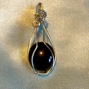Black glass bead pendant